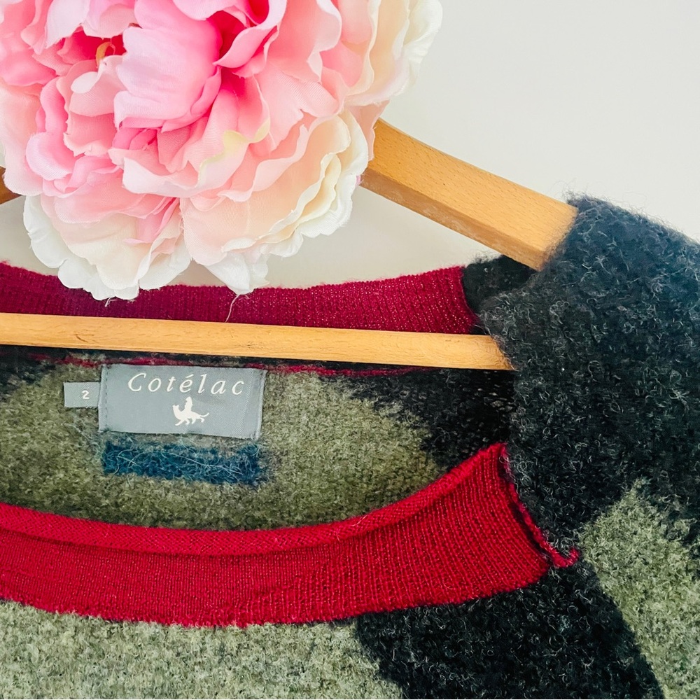 Cotelac Patchwork Pullover Sweater Wool Mohair Bl… - image 5